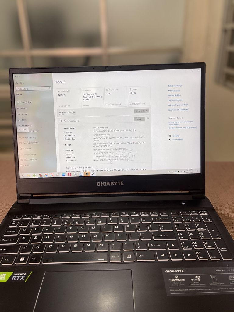 Gigabyte G5 GD i5-11400H/16GB/512GB-1TB/3050 4GB. Mua bán Laptop tại Thành phố Biên Hòa Đồng Nai được đăng bởi Khánh Phạm hình 1