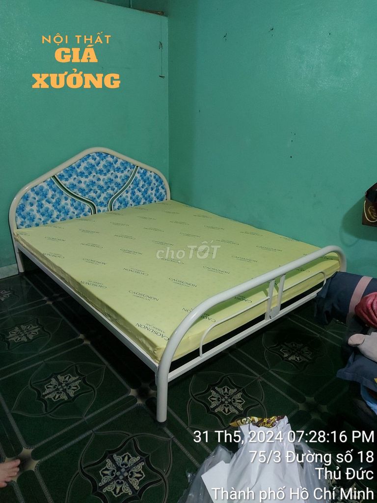 GIƯỜNG NGỦ SẮT GIAO LONG ANH RẺ. Mua bán Giường, chăn ga gối nệm tại Thành phố Tân An Long An được đăng bởi Nội thất giá xưởng TL hình 1