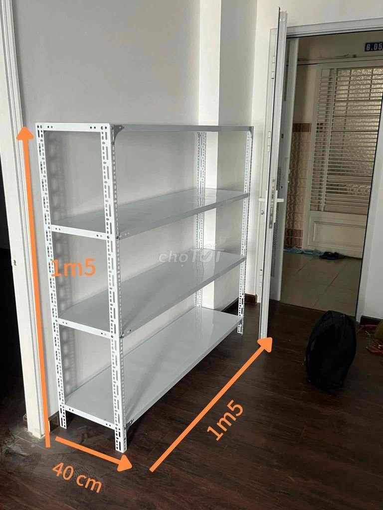 Kệ sắt V lỗ 4 tầng Trắng 1m5x1m5x40cm. Mua bán Tủ, kệ gia đình tại Quận Nam Từ Liêm Hà Nội được đăng bởi Kệ Sắt Giá Rẻ Hà Nội hình 1