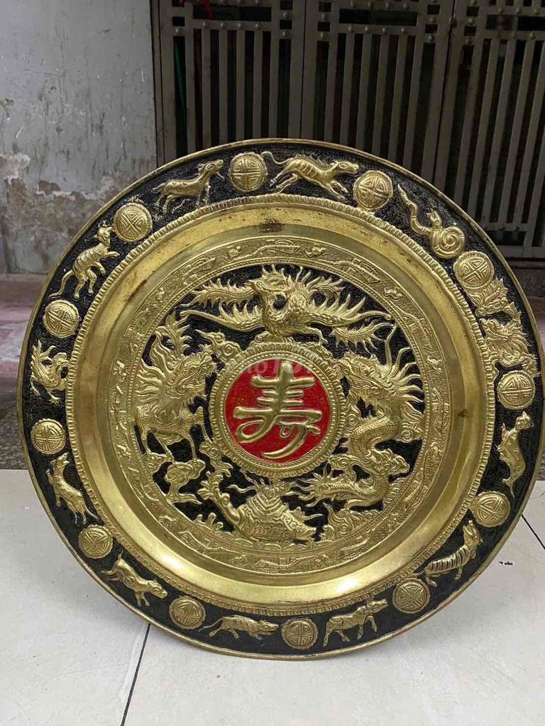 Mâm đồng treo tường 52cm Tứ linh. Mua bán Đồ sưu tầm, đồ cổ tại Quận Hồng Bàng Hải Phòng được đăng bởi lê cường hình 1