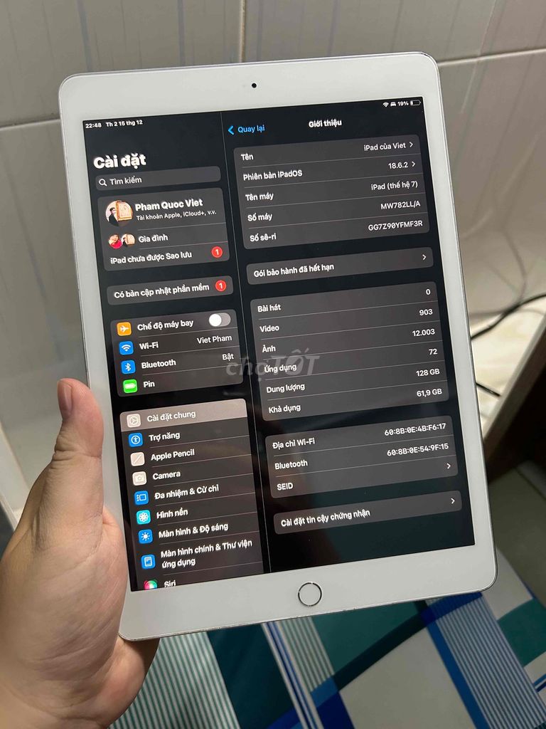 iPad Gen 7 128GB MVT. Mua bán Máy tính bảng tại Quận 7 Tp Hồ Chí Minh được đăng bởi Quốc Việt hình 1