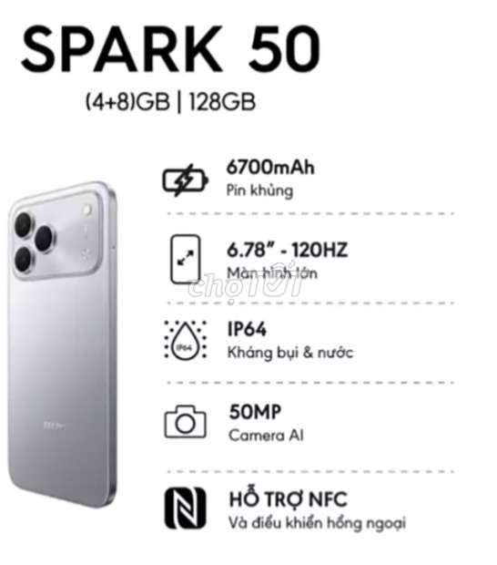 Tecno Spark 50 . 128GB Bạc. Mua bán Điện thoại tại Quận 6 Tp Hồ Chí Minh được đăng bởi Diệp Hoàng My  hình 1
