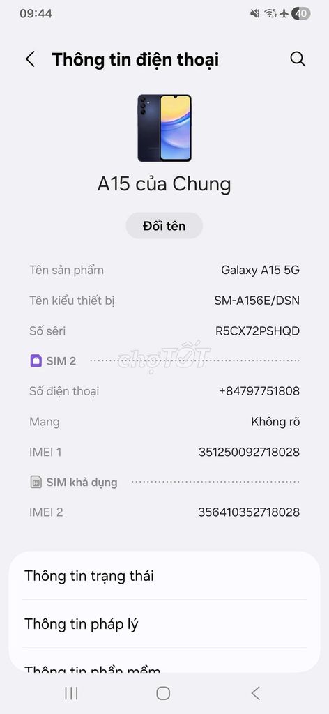 Samsung Galaxy A15 5G 8GB/256GB Tím. Mua bán Điện thoại tại Thành phố Dĩ An Bình Dương được đăng bởi Phan Chung hình 1