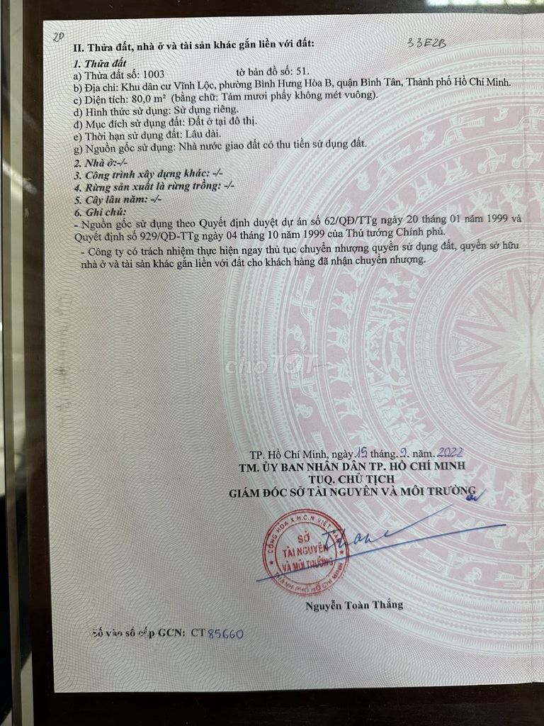 Bán đất nhóm 2 KDC Vĩnh Lộc