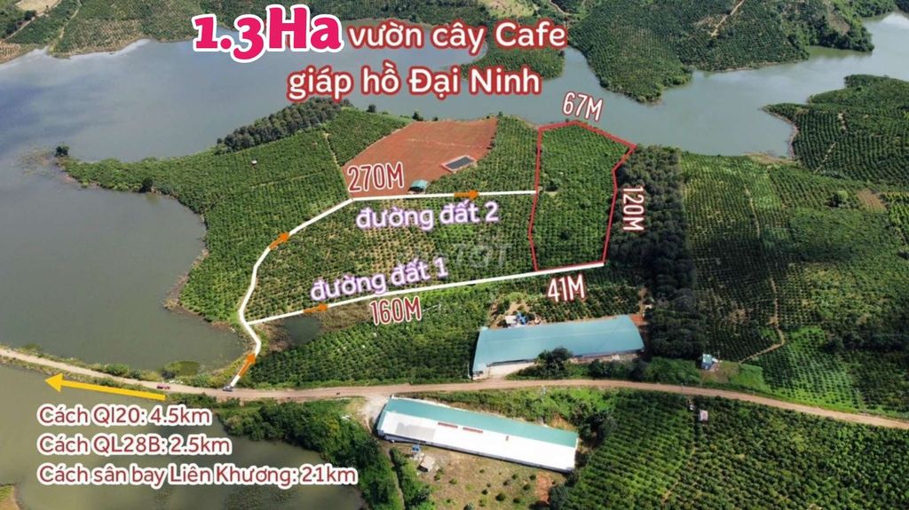 1.3Ha Đất vườn giáp hồ Đại Ninh - Ninh Gia, Đức Trọng