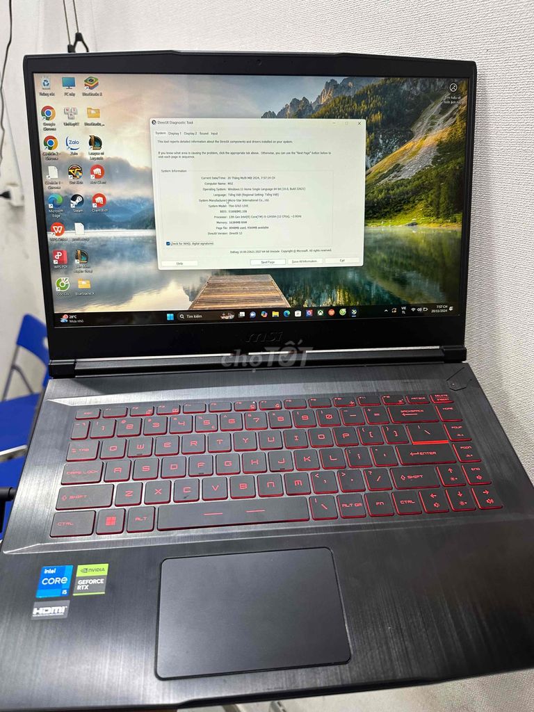 Laptop MSI Gaming GF63 12VE-460VN , I5-12450H/8GB/