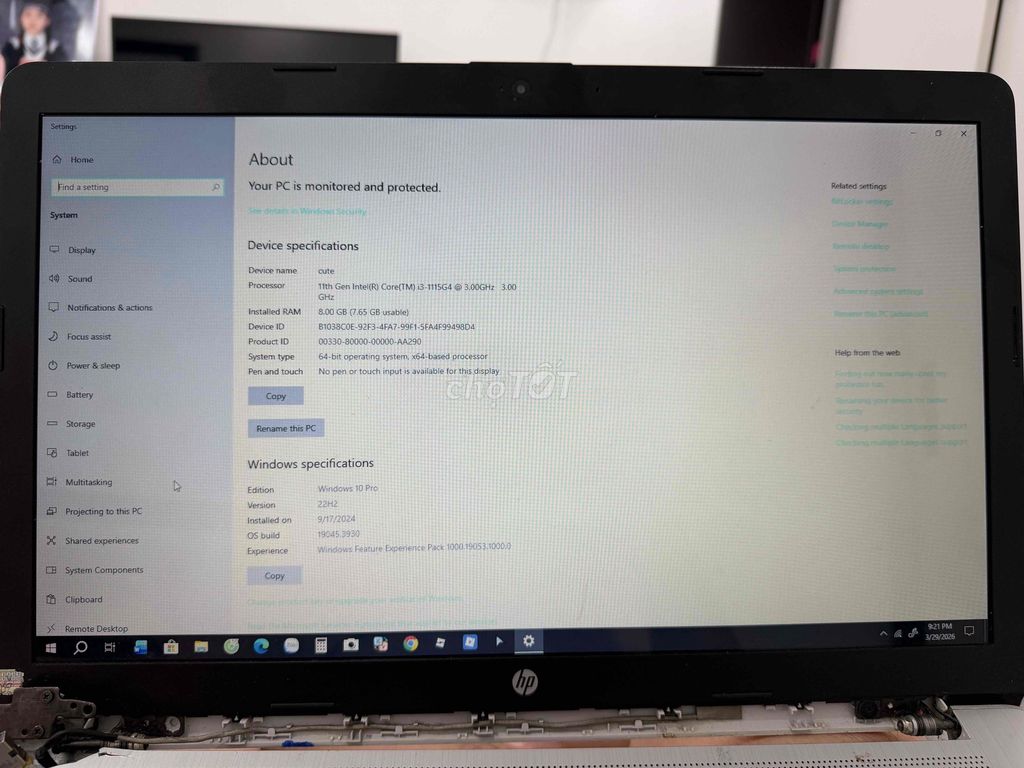 HP 15 i3 15.6 inch 8GB/256GB Bạc. Mua bán Laptop tại Quận Hai Bà Trưng Hà Nội được đăng bởi Nam Tống hình 1