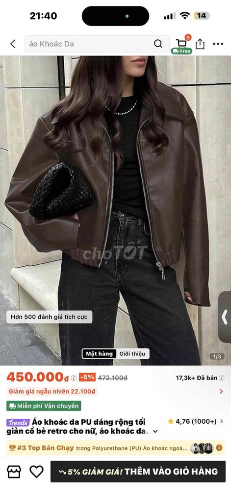 Áo khoác da Nữ Da PU Nâu size S TẶNG TÚI. Mua bán Quần áo tại Quận Bình Tân Tp Hồ Chí Minh được đăng bởi Ngoc Tien hình 1