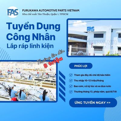 🔴🔴🔴Tuyển 300 Công Nhân Chính Thức Tại Quận 7 TPHCM