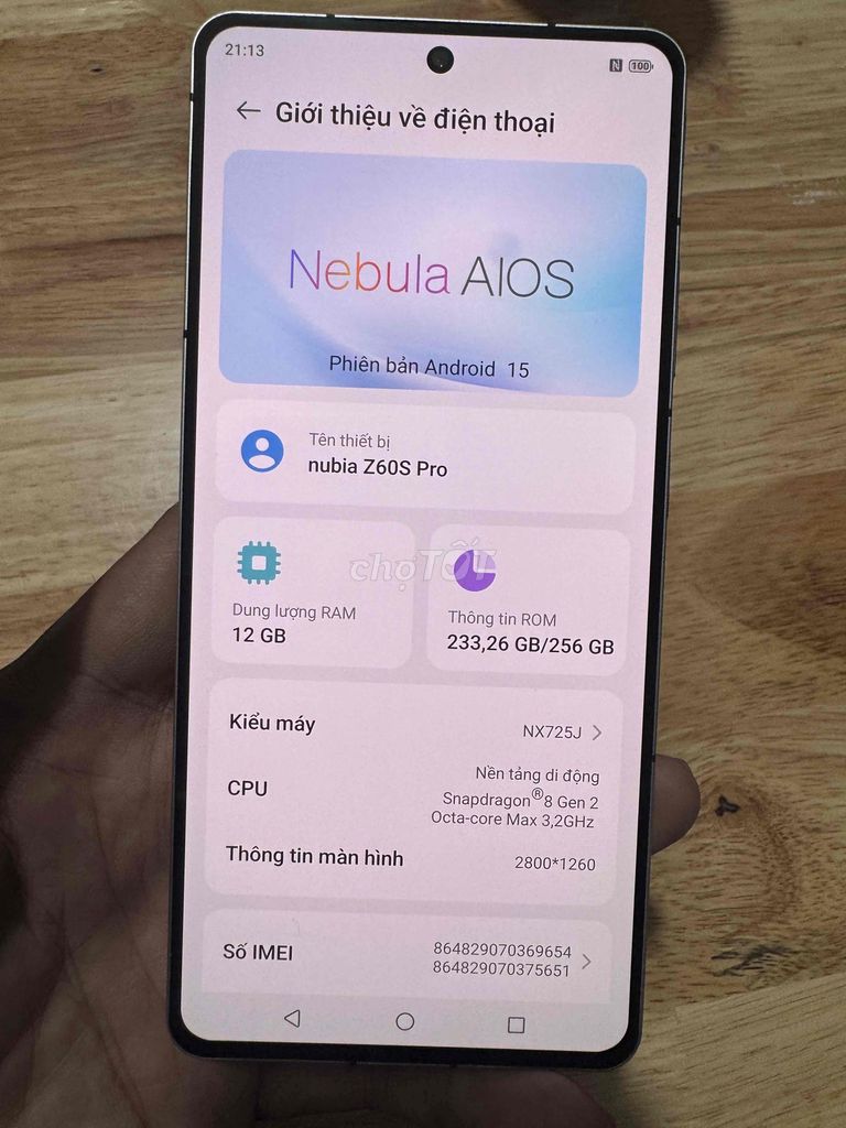 Nubia Z60S Pro 12GB/256GB Xanh nhạt Đã sử dụng. Mua bán Điện thoại tại Huyện Châu Thành Bến Tre được đăng bởi Từ Văn Thanh hình 1