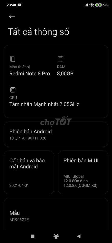 Xiaomi Redmi Note 8 Pro 8GB. Mua bán Điện thoại tại Thành phố Thủ Đức Tp Hồ Chí Minh được đăng bởi Lâm Anh Tuan hình 1