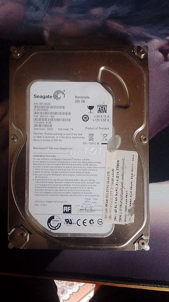 Ổ cứng HDD Seagate Barracuda 250GB Thái Lan. Mua bán Linh kiện (RAM, Card...) tại Huyện Ninh Giang Hải Dương được đăng bởi Bùi thế long Bùi hình 1