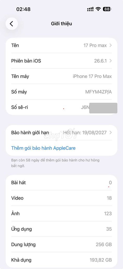 Iphone 17 Pro Max 256 GB Trắng, sạc 5 lần. Mua bán Điện thoại tại Quận Nam Từ Liêm Hà Nội được đăng bởi Minh Vũ hình 1