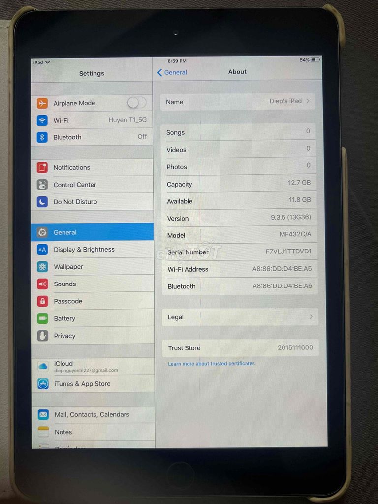 Apple iPad mini A1432 Xám. Mua bán Máy tính bảng tại Quận Đống Đa Hà Nội được đăng bởi Diep Nguyen hình 1