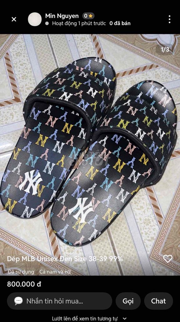 Dép MLB Đen Size 38-39. Mua bán Giày dép tại Thành phố Bà Rịa Bà Rịa - Vũng Tàu được đăng bởi Anh ba báo hình 1