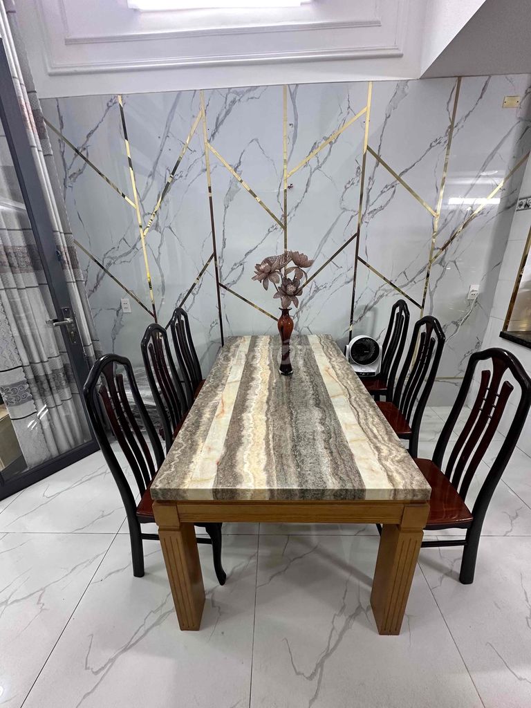 Bộ bàn ăn mặt đá chân gỗ Nâu Hiện đại. Mua bán Bàn ghế tại Quận Bình Tân Tp Hồ Chí Minh được đăng bởi Bee hình 1