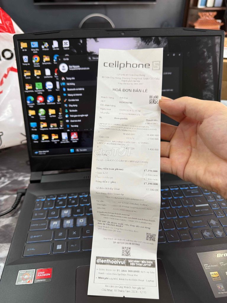 MSI Bravo 15 R5-7535HS 15.6 inch 16GB/512GB FULL. Mua bán Laptop tại Quận Cầu Giấy Hà Nội được đăng bởi Luyện hình 1