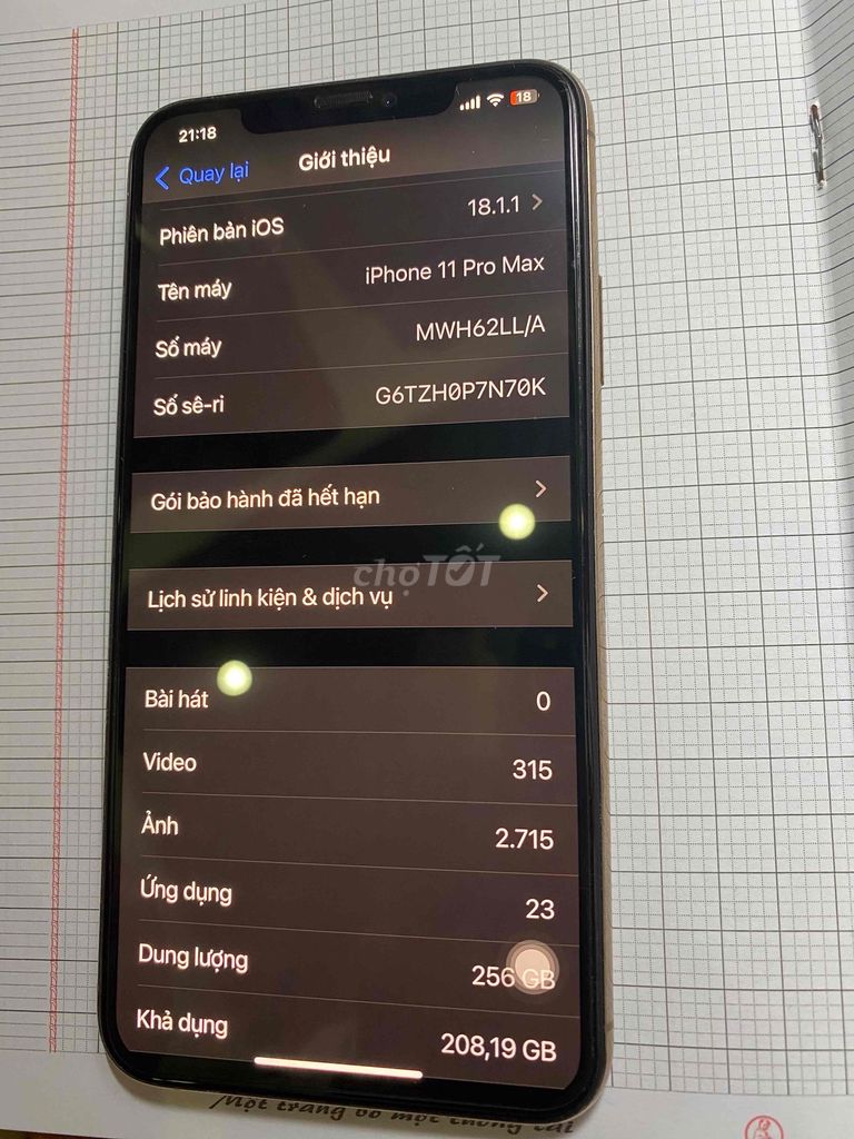 Apple iPhone 11 Pro Max 256GB Vàng 100% quốc tê. Mua bán Điện thoại tại Huyện Hớn Quản Bình Phước được đăng bởi Hòa nguyễn hình 1