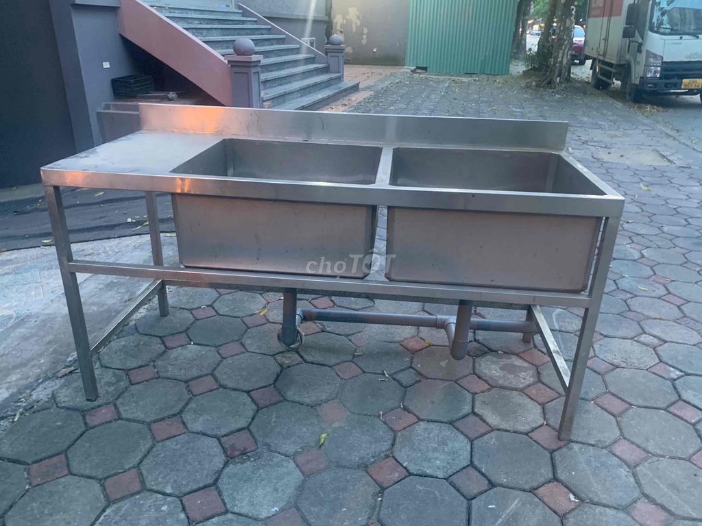 Chậu rửa công nghiệp Inox 2 hố. Mua bán Thiết bị vệ sinh, nhà tắm tại Quận Hà Đông Hà Nội được đăng bởi Minh Tâm hình 1