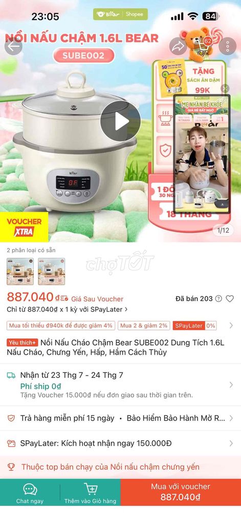 Bear SUBE002 Nồi nấu cháo chậm 1.6L Kem. Mua bán Bếp, lò, đồ điện nhà bếp tại Quận Hoàng Mai Hà Nội được đăng bởi Phạm Đình Trường hình 1