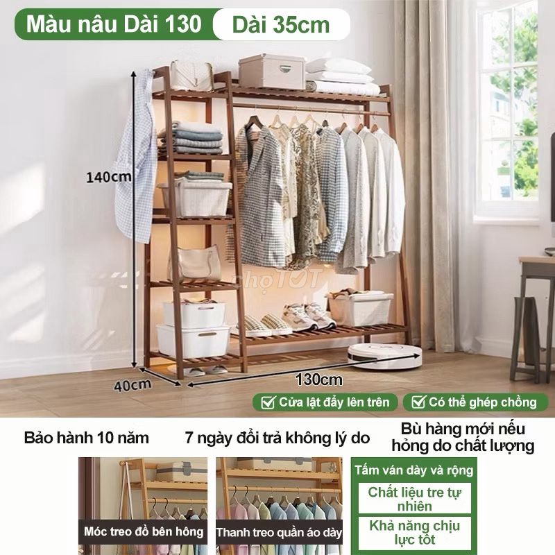 Kệ treo quần áo gỗ tre nâu 130x40x140cm. Mua bán Tủ, kệ gia đình tại Quận Bình Tân Tp Hồ Chí Minh được đăng bởi phương vân hình 1