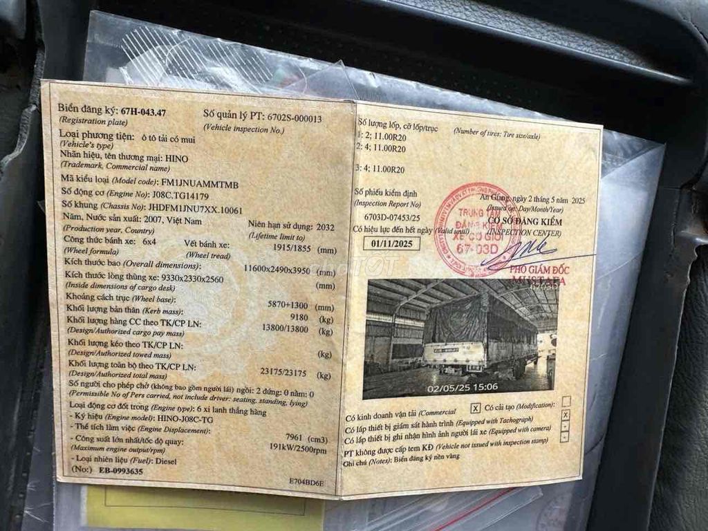 Hino FL 3 chân sx 2007 và 2008. Mua bán Xe tải, xe ben tại Thành phố Thuận An Bình Dương được đăng bởi ĐÔNG DONGFENG AUTO hình 10