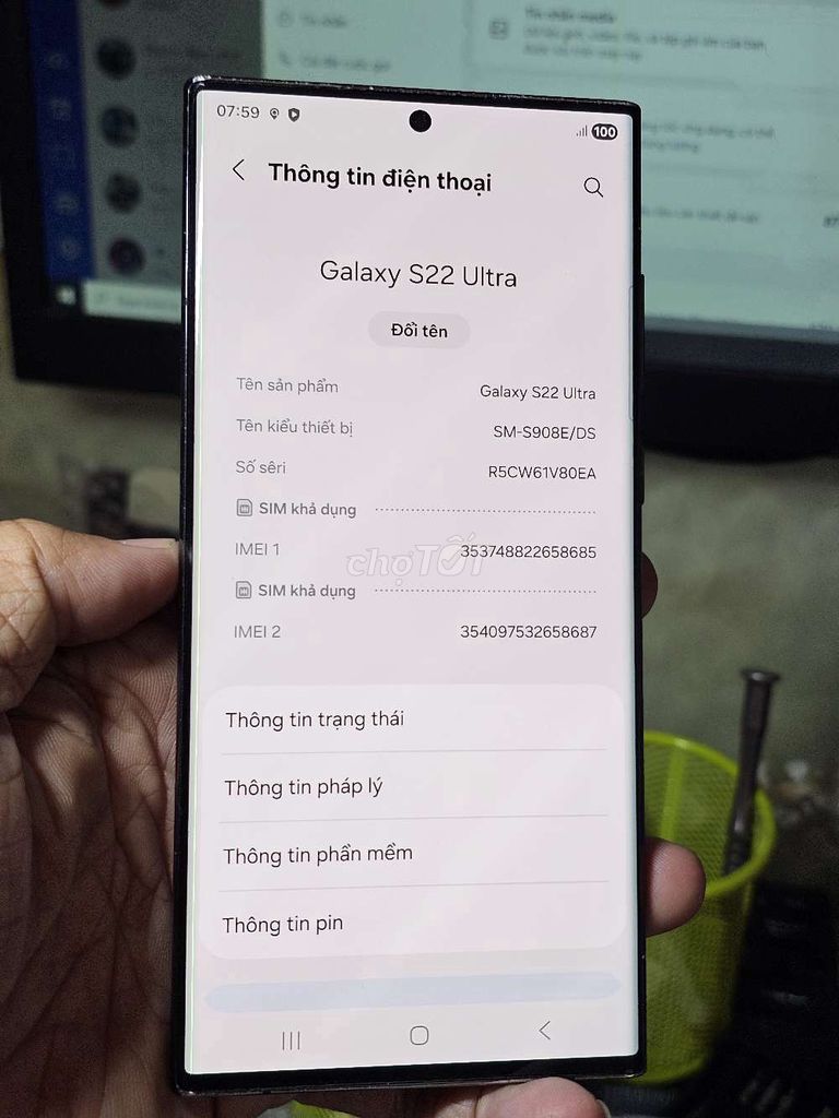 Samsung Galaxy S22 Ultra 128GB VN giá rẻ . Mua bán Điện thoại tại Quận 8 Tp Hồ Chí Minh được đăng bởi Thiên Hòa mobile  hình 1