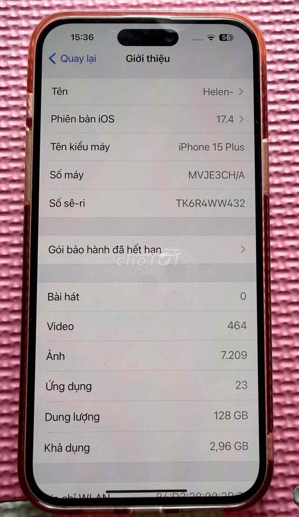 Apple iPhone 15 Plus 128GB Hồng. Mua bán Điện thoại tại Thành phố Hạ Long Quảng Ninh được đăng bởi Mrhieu hình 1