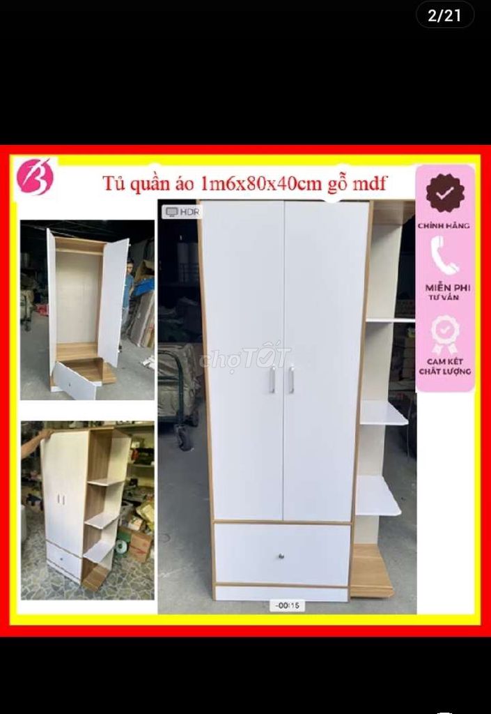 Tủ quần áo cao 1m6 xã giá rẻ