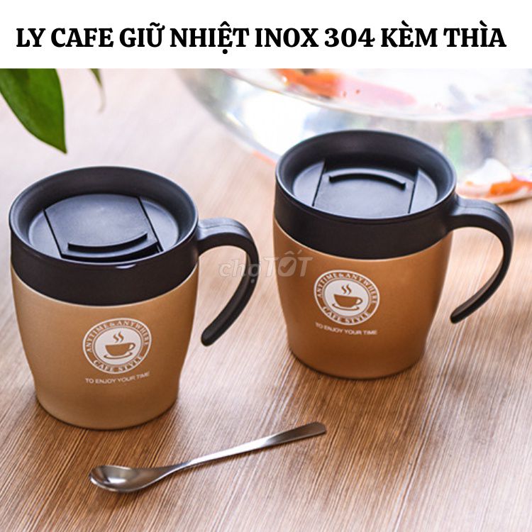 Ly cafe giữ nhiệt Inox 304 cao cấp 330ml kèm thìa. Mua bán Dụng cụ nhà bếp tại Quận Cẩm Lệ Đà Nẵng được đăng bởi Đồ dùng nhập khẩu hình 1