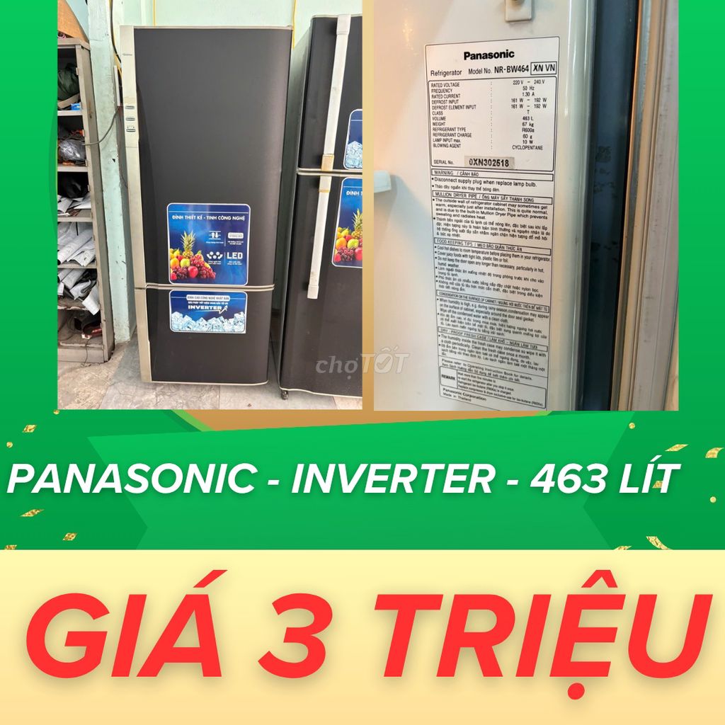 🚨 TỦ LẠNH PANASONIC 463L = INVERTER = GIÁ 3 TRIỆU🚨. Mua bán Tủ lạnh tại Quận Tân Phú Tp Hồ Chí Minh được đăng bởi Nam Tiến  hình 1