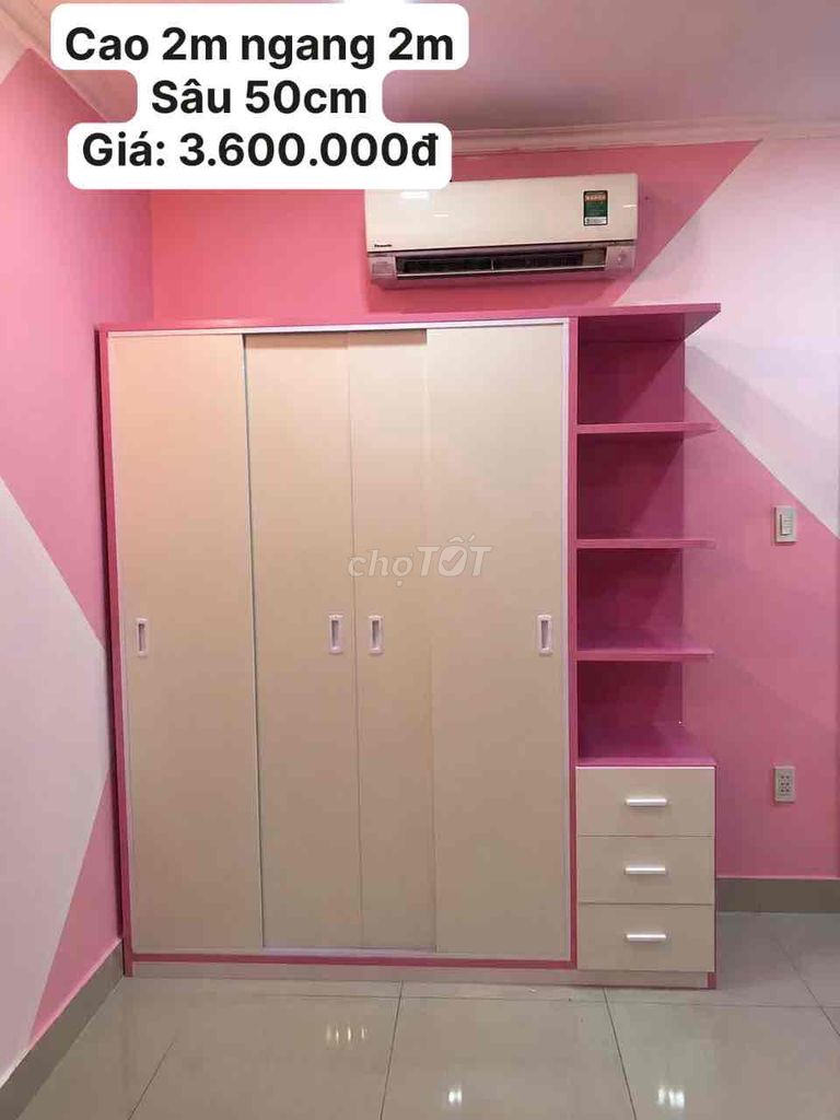 Tủ quần áo Nhựa Đài Loan 4 cánh lùa 2m x 2m. Mua bán Tủ, kệ gia đình tại Quận Phú Nhuận Tp Hồ Chí Minh được đăng bởi Nội Thất Gia Đình hình 1