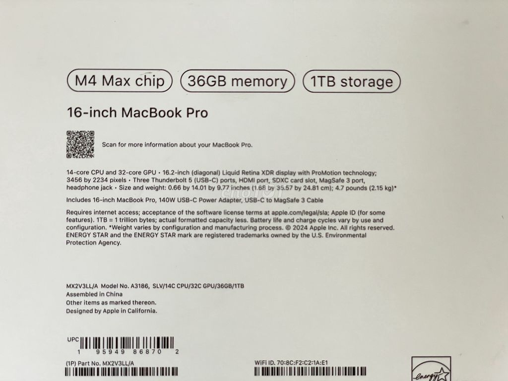 Macbook Pro 16 inch - M4 Max / 36 / 1Tb - New Seal