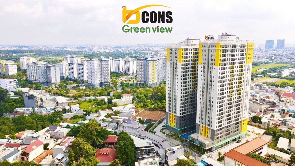 Hot căn góc chỉ 1tỷ74 Bcons Green View thiết kế 2 phòng ngủ 2wc