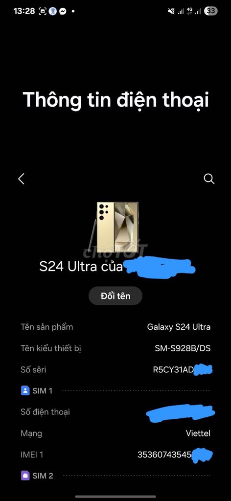 Samsung S24 Ultra 512GB-SSVN-Care plus 17/05/2027. Mua bán Điện thoại tại Quận Bắc Từ Liêm Hà Nội được đăng bởi Cuong pham duc hình 1