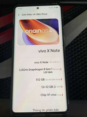 Vivo X Note 99% max 12/512 gl trải nghiệm