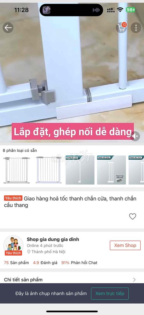 Thanh chắn Kim loại Trắng Cửa cầu thang. Mua bán Nội thất, đồ gia dụng khác tại Quận Hoàn Kiếm Hà Nội được đăng bởi hà duy lân hình 1