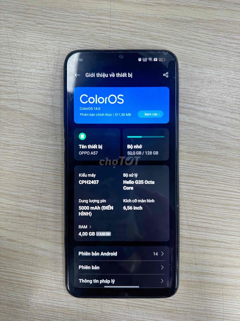 OPPO A57 2022 4GB/128GB Đen. Mua bán Điện thoại tại Thị xã Phú Mỹ Bà Rịa - Vũng Tàu được đăng bởi Nguyễn Gabriel hình 1