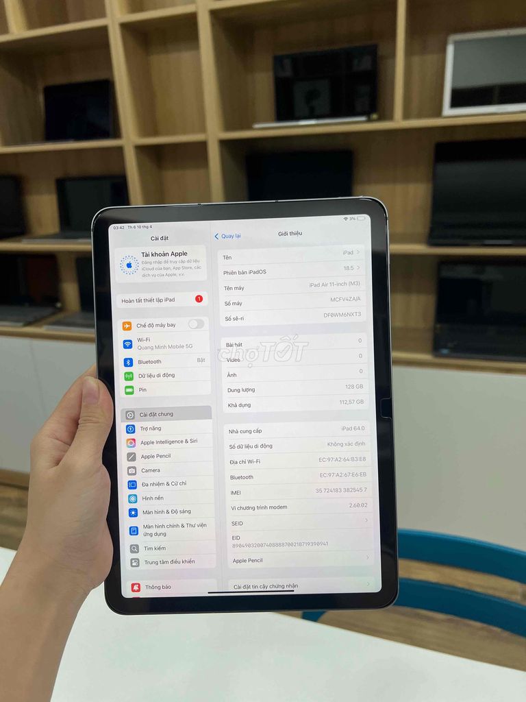 Apple iPad Air 11 inch M3 128gb. Mua bán Máy tính bảng tại Quận Gò Vấp Tp Hồ Chí Minh được đăng bởi Quang Minh Mobile  hình 1