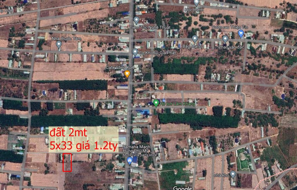 đất 2 mặt tiền Kp4 Hắc Dịch Phú Mỹ, DT 5x33m full hồng giá 1.2tỷ