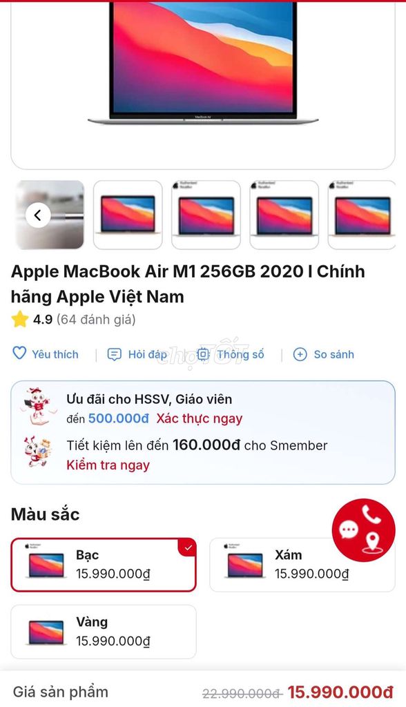 Macbook Air M1 8/256 date 2024. Mua bán Laptop tại Thị xã Phú Mỹ Bà Rịa - Vũng Tàu được đăng bởi Shark Store Phú Mỹ hình 1