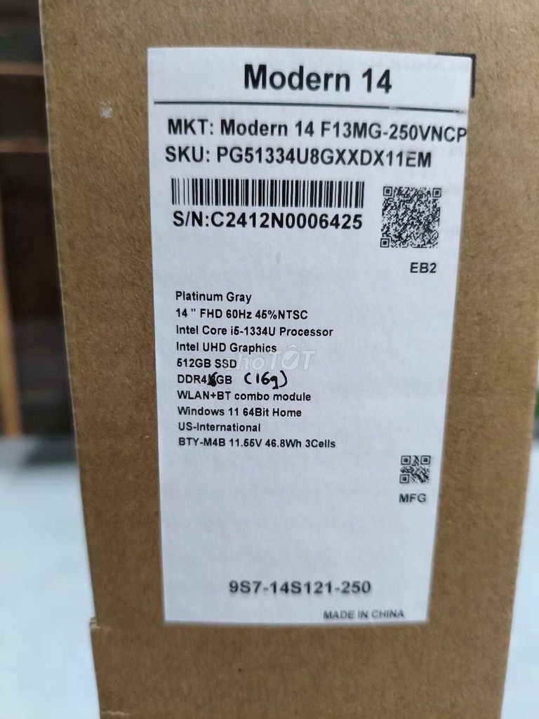MSI Modern 14 i5-1335U 14 inch 16GB/512GB. Mua bán Laptop tại Quận Liên Chiểu Đà Nẵng được đăng bởi lê hồ phúc hình 1