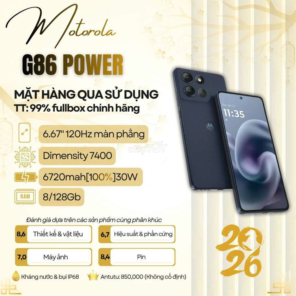 Motorola G86 Power 8/128GB Fullbox BH Dài. Mua bán Điện thoại tại Quận Ninh Kiều Cần Thơ được đăng bởi Zelda Phone hình 1