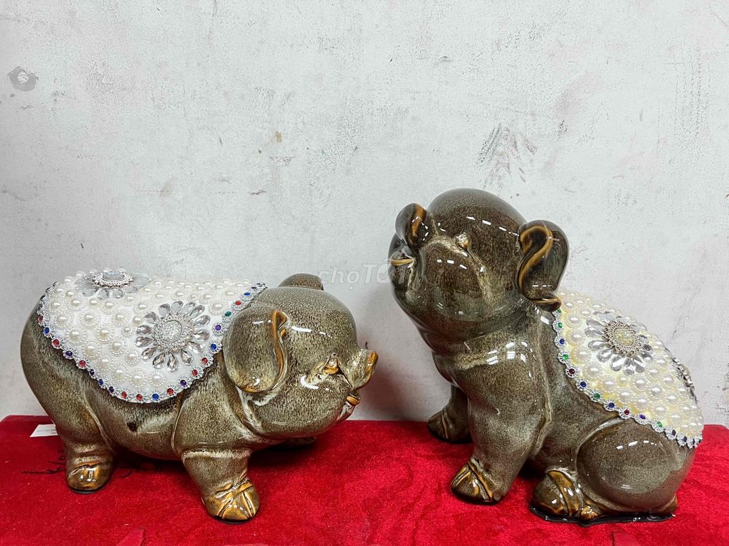 Cặp Heo GốmSứ men chảy đính đá,ngọc trai trang trí. Mua bán Đồ sưu tầm, đồ cổ tại Quận 3 Tp Hồ Chí Minh được đăng bởi Tuỳ Duyên 2 hình 2