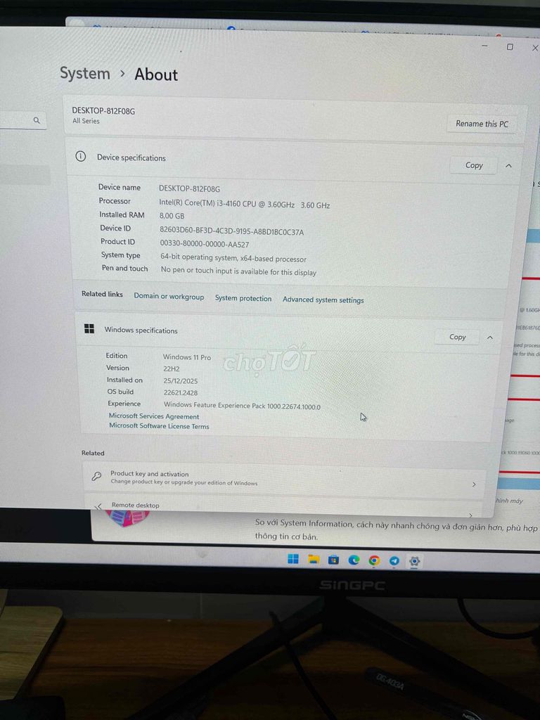 Sama i3-4160 27 inch 16GB. Mua bán Máy tính để bàn tại Huyện Đức Hòa Long An được đăng bởi Thùy Trang  hình 1