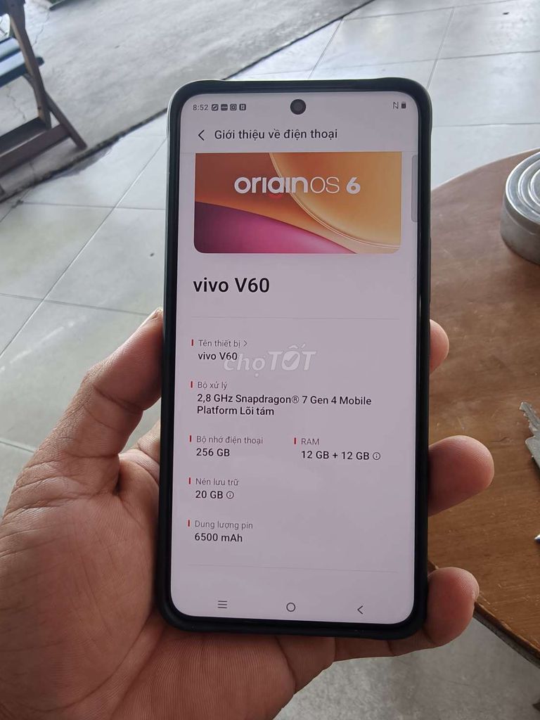 Vivo V60 12GB/256GB Xám Đã sử dụng. Mua bán Điện thoại tại Thành phố Mỹ Tho Tiền Giang được đăng bởi tran minh hai hình 1
