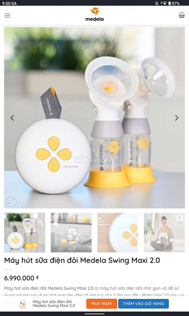 Máy hút sữa Medela Swing Maxi 2.0 Trắng, vàng. Mua bán Mẹ và bé tại Thành phố Thủ Dầu Một Bình Dương được đăng bởi Nguyen Tran hình 1