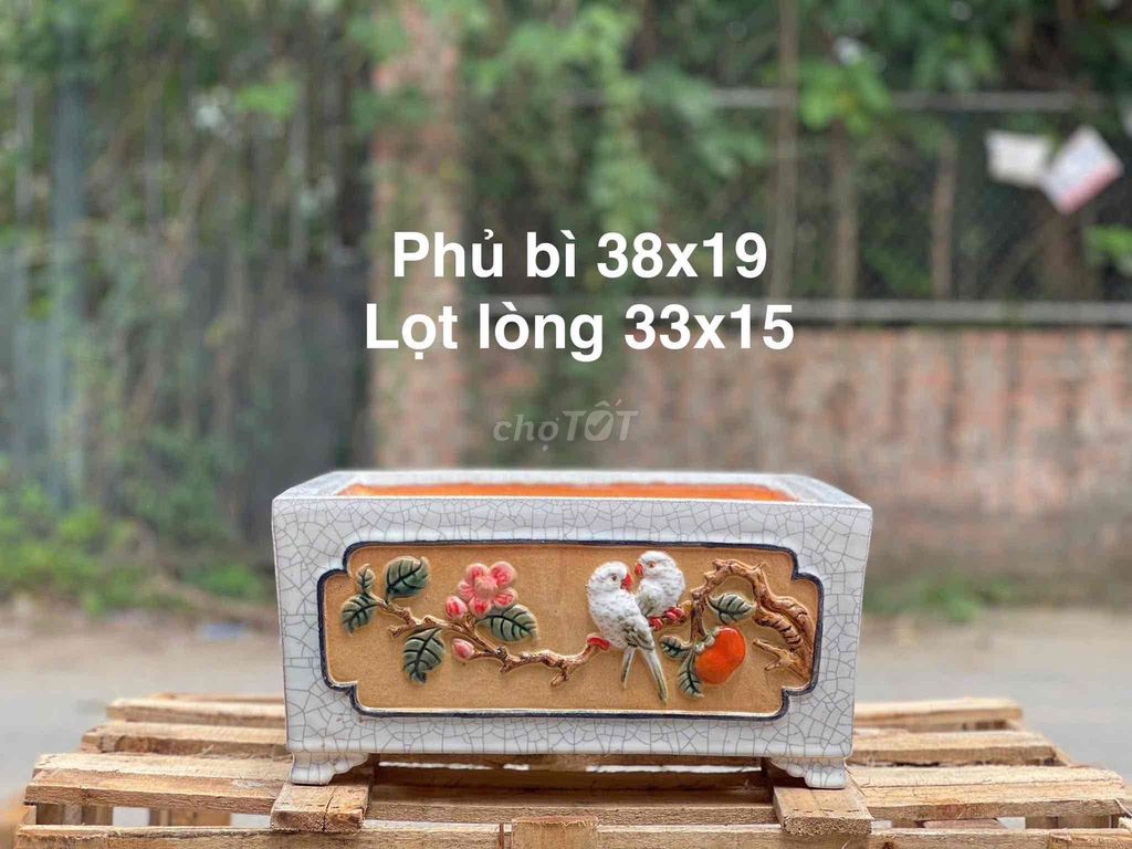 Chậu Bonsai Men rạn Trắng 38x19. Mua bán Cây cảnh, đồ trang trí tại Quận Hà Đông Hà Nội được đăng bởi Tân hình 1