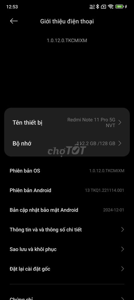 Xiaomi Redmi Note 11 5G 8GB/128GB Đen. Mua bán Điện thoại tại Quận Hoàng Mai Hà Nội được đăng bởi Nguyễn Thịnh hình 1
