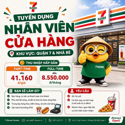 [QUẬN 7-NHÀ BÈ] TUYỂN DỤNG 30 NHÂN VIÊN CỬA HÀNG